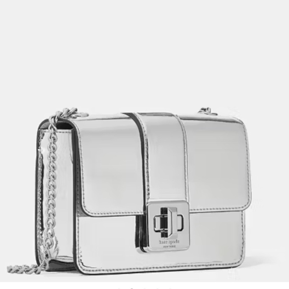 Kate Spade Phoebe Mirror Metallic Turnlock Mini Flap Crossbody - Picture 2 of 5